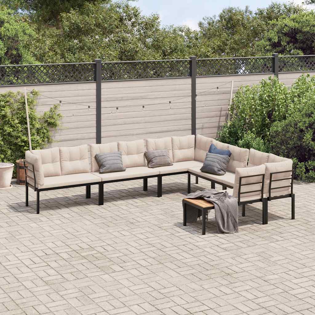 vidaXL 6 Piece Garden Sofa Set with Cushions Black Powder-coated Steel