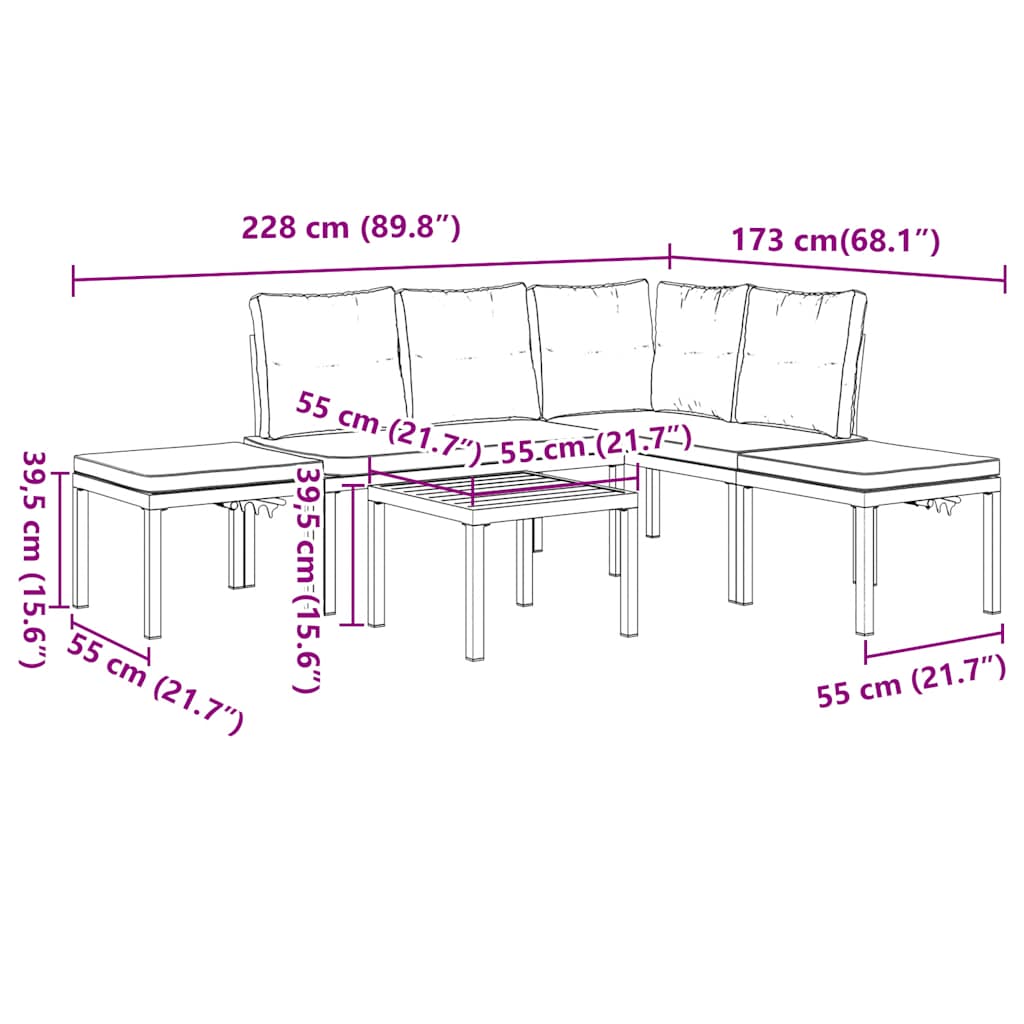 8721102686412_g_en_hd_8 vidaXL 5 Piece Garden Sofa Set with Cushions Black Powder-coated Steel - Image 10