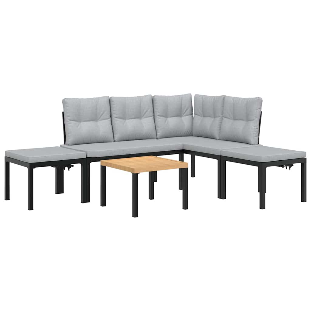 8721102686429_a_en_hd_1 vidaXL 5 Piece Garden Sofa Set with Cushions Black Powder-coated Steel - Image 2