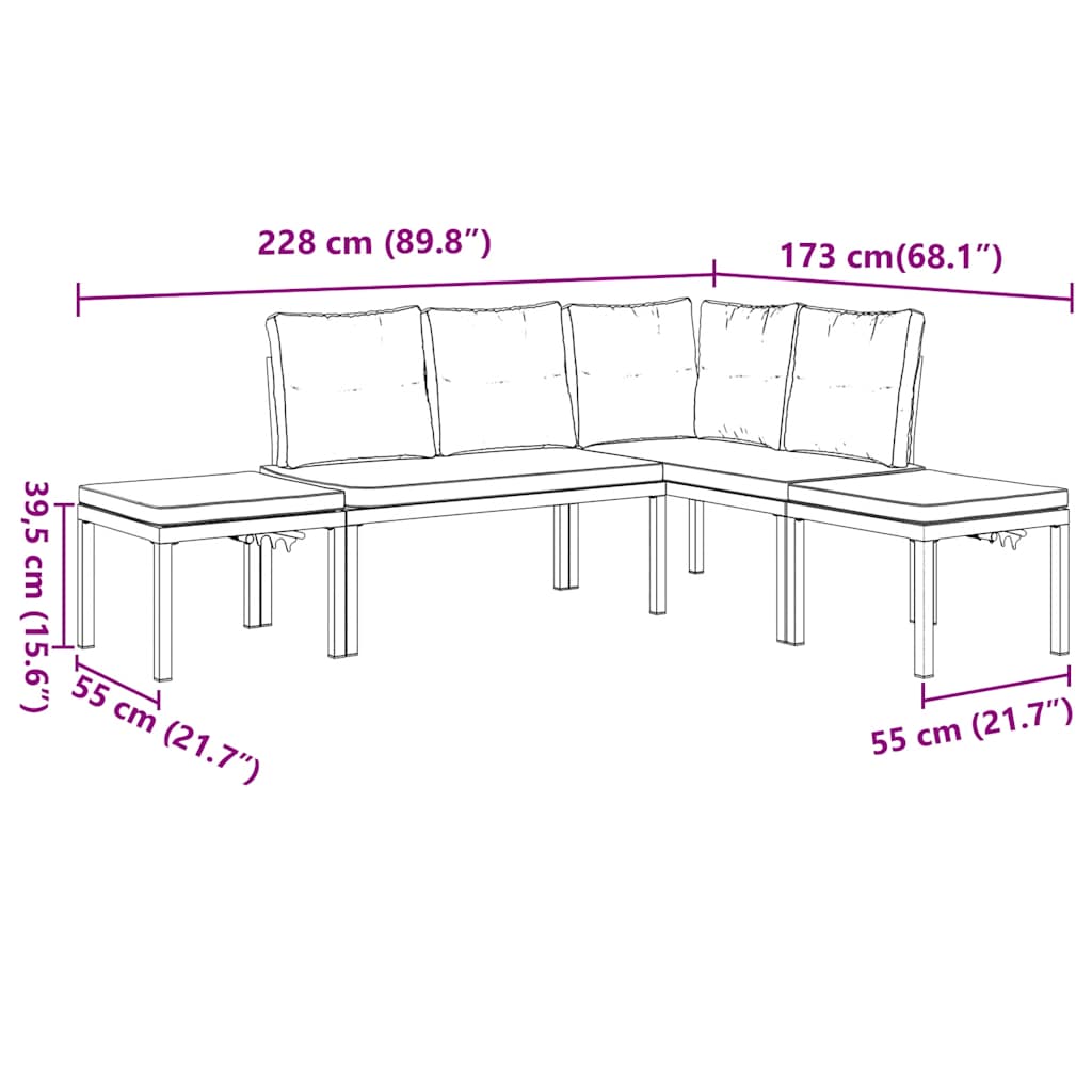 8721102686436_g_en_hd_7 vidaXL 4 Piece Garden Sofa Set with Cushions Black Powder-coated Steel - Image 9