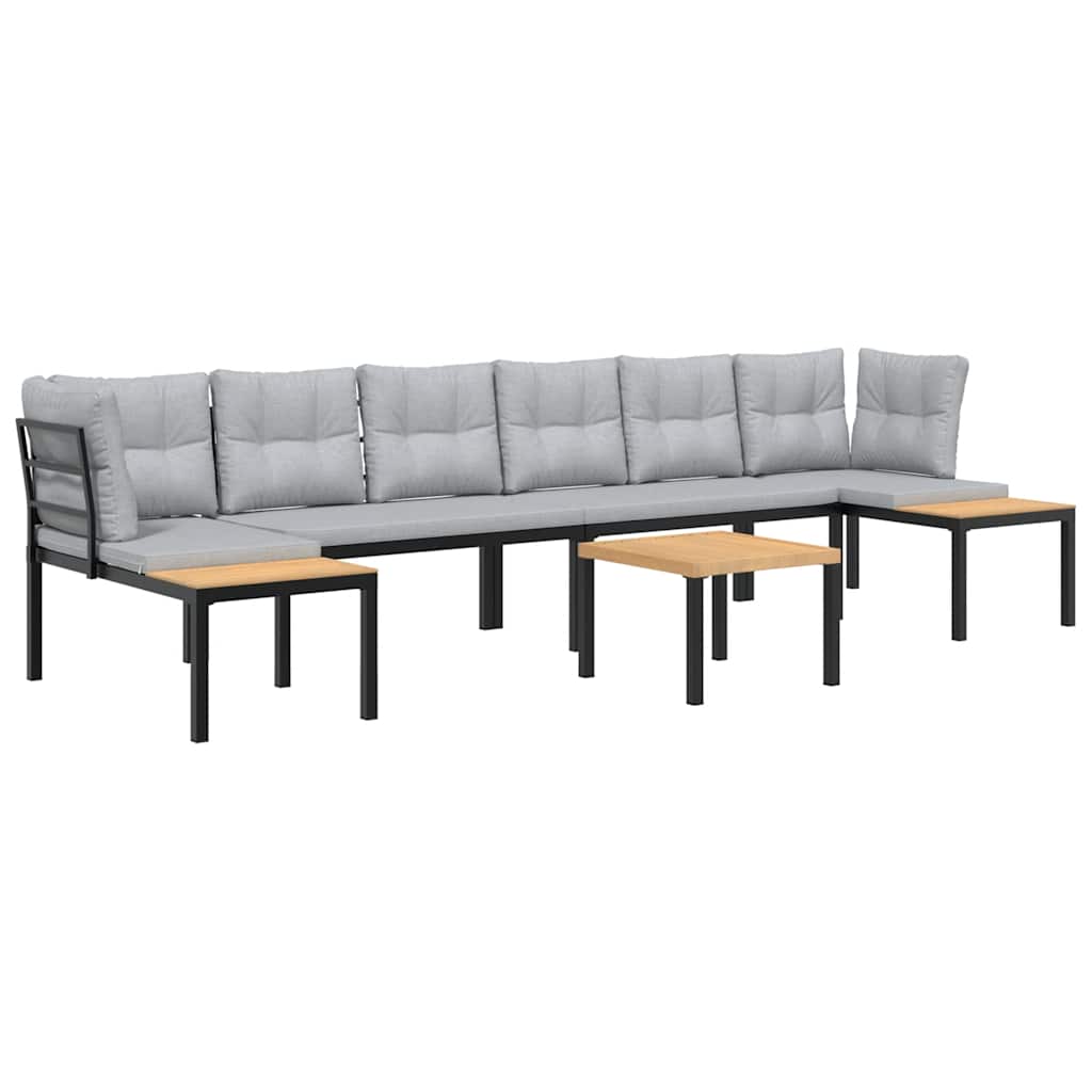 8721102686467_a_en_hd_1 vidaXL 5 Piece Garden Sofa Set with Cushions Black Powder-coated Steel - Image 2