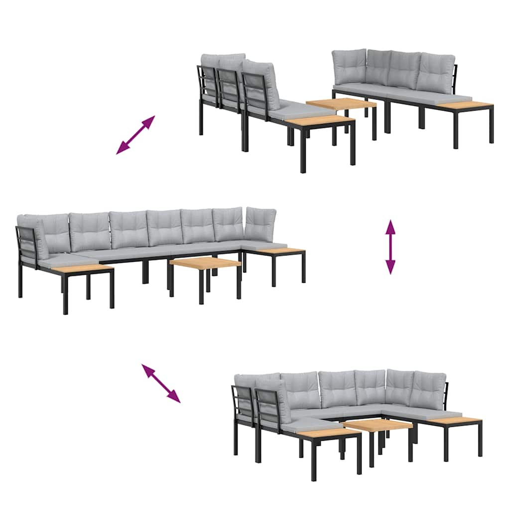 8721102686467_g_en_hd_3 vidaXL 5 Piece Garden Sofa Set with Cushions Black Powder-coated Steel - Image 5