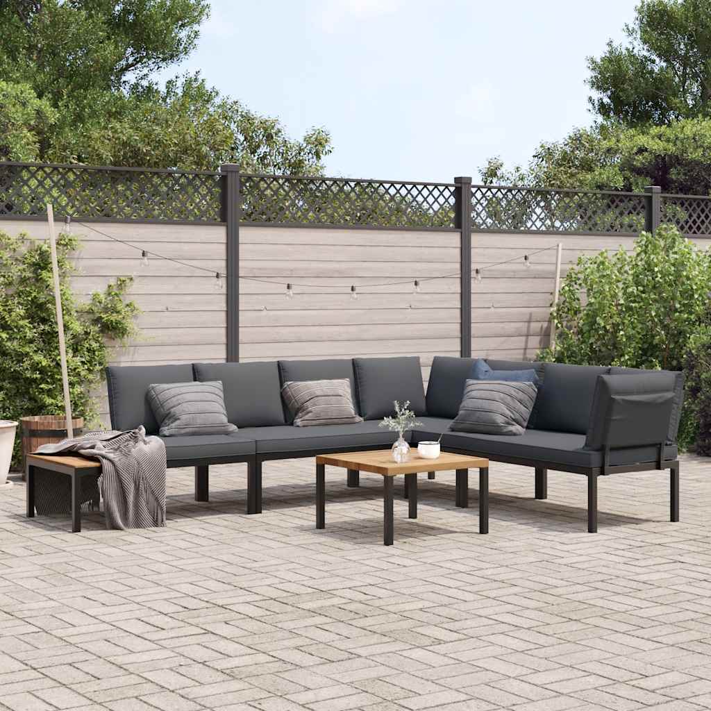 vidaXL 5 Piece Garden Sofa Set with Cushions Black Aluminium