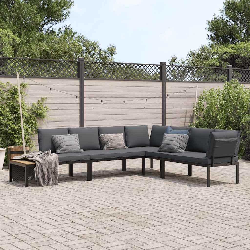 vidaXL 4 Piece Garden Sofa Set with Cushions Black Aluminium