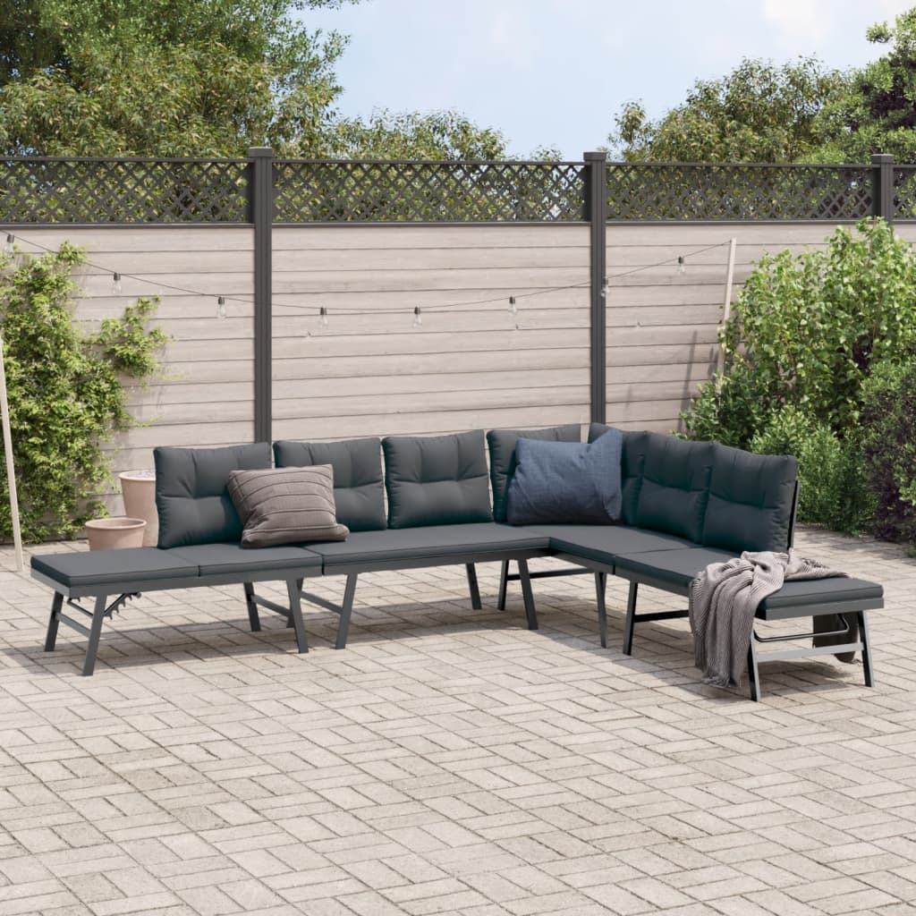 8721102687037_m_en_hd_1 vidaXL 4 Piece Garden Benches with Cushions Black Powder-coated Steel - Image 1
