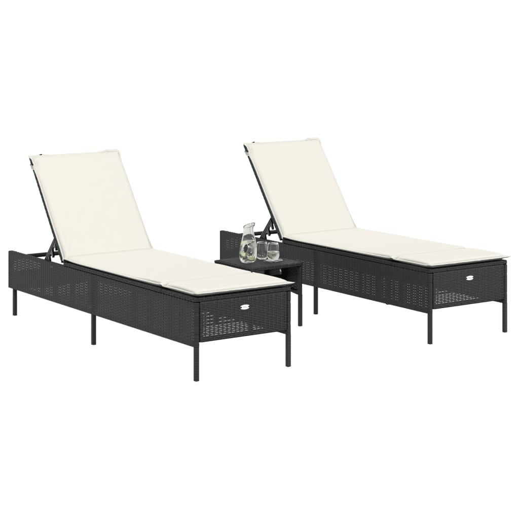 8721102691980_g_en_hd_1 vidaXL 3 Piece Sun Lounger Set with Cushion Black Poly Rattan - Image 3