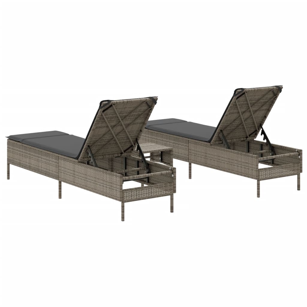 8721102692000_g_en_hd_4 vidaXL 3 Piece Sun Lounger Set with Cushion Grey Poly Rattan - Image 6