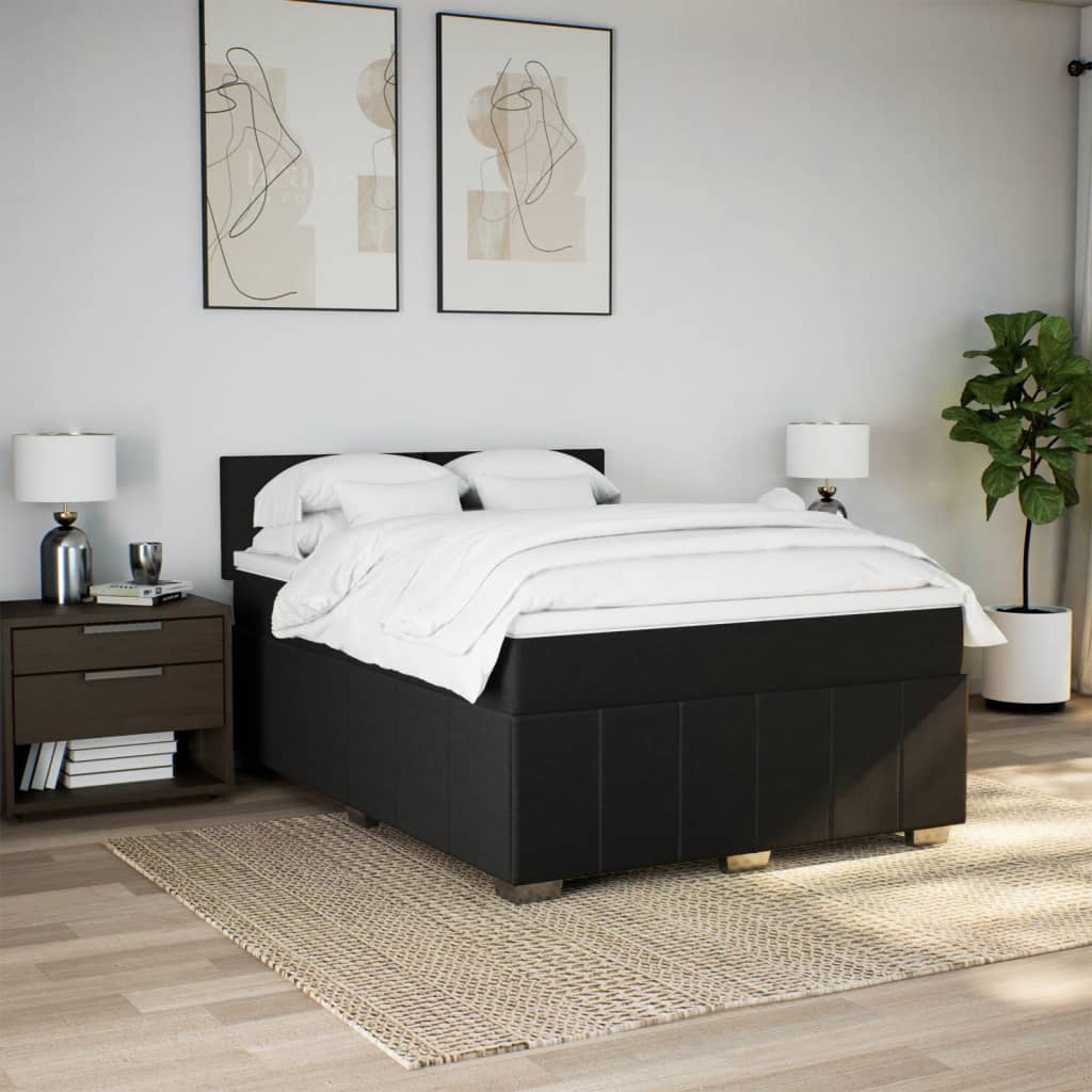 8721102721434_g_en_hd_1 vidaXL Box Spring Bed with Mattress Black Double Fabric - Image 3