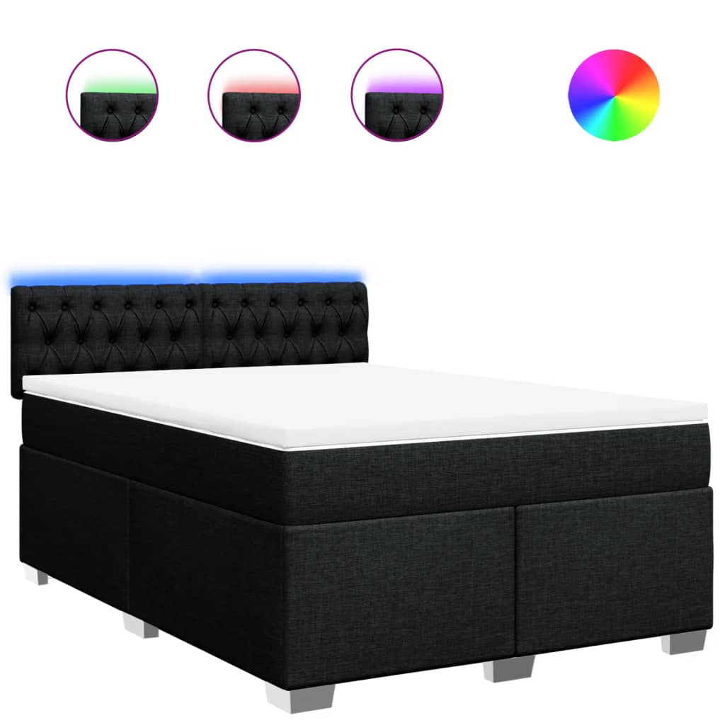 8721102732676_a_en_hd_1 vidaXL Box Spring Bed with Mattress Black Double Fabric - Image 2