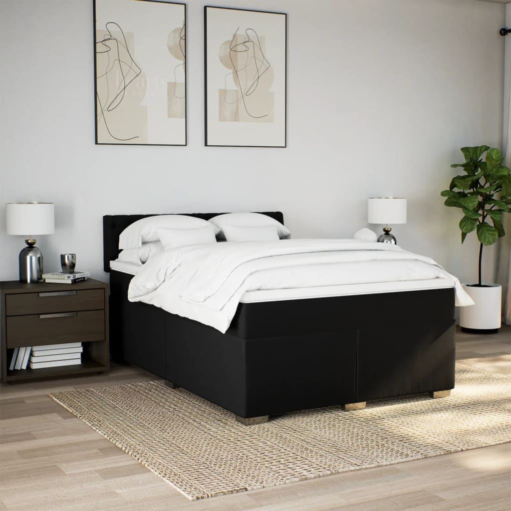 8721102732676_g_en_hd_2 vidaXL Box Spring Bed with Mattress Black Double Fabric - Image 4