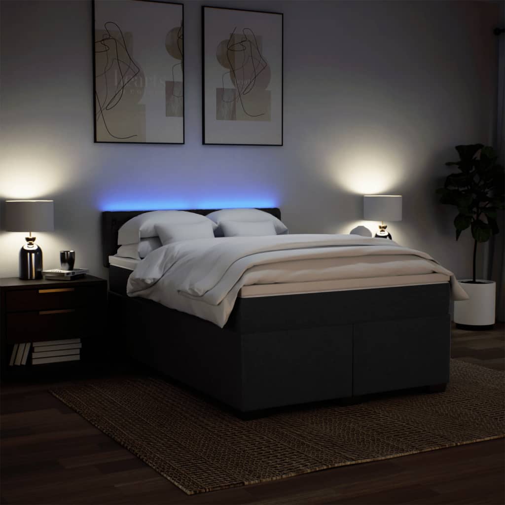 8721102732676_g_en_hd_3 vidaXL Box Spring Bed with Mattress Black Double Fabric - Image 5