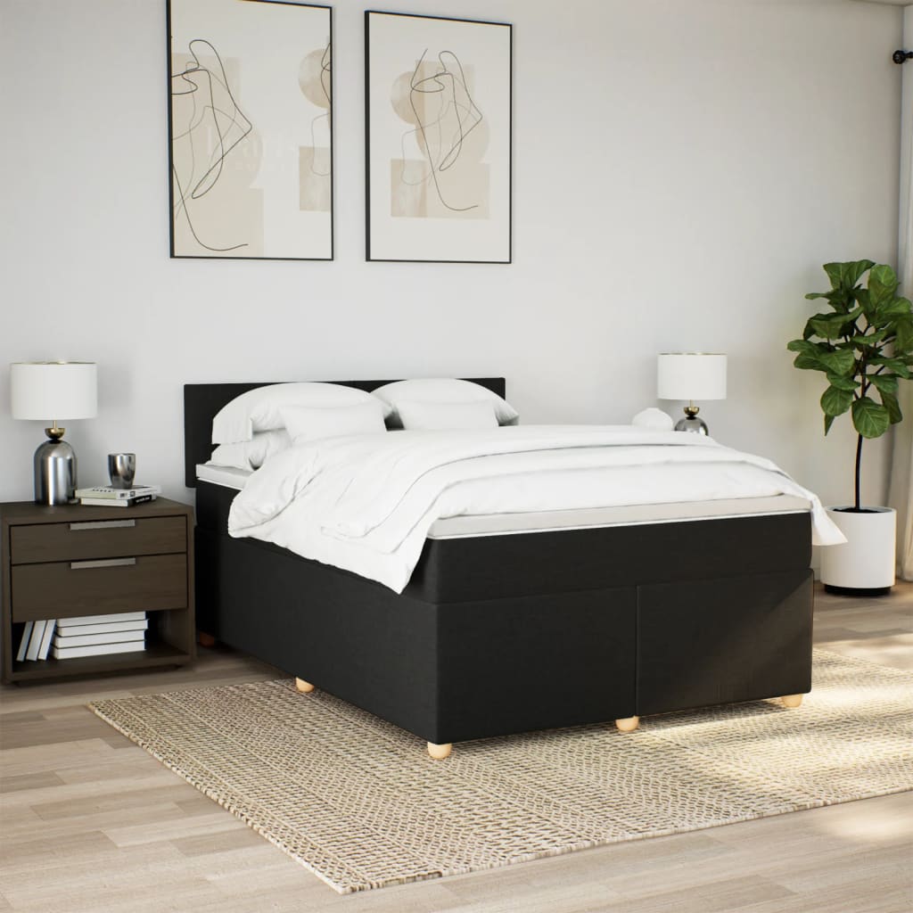 8721102740558_g_en_hd_2 vidaXL Box Spring Bed with Mattress Black Double Fabric - Image 4