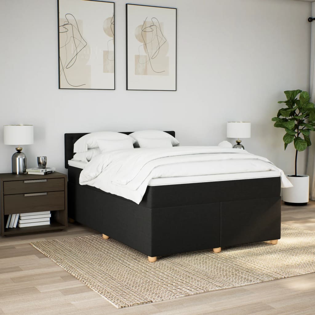 8721102740619_g_en_hd_2 vidaXL Box Spring Bed with Mattress Black Double Fabric - Image 4