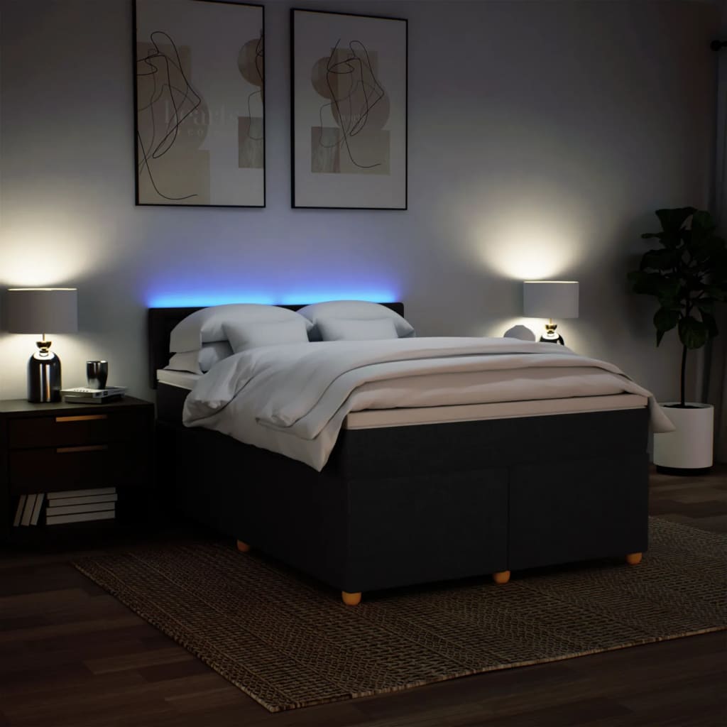 8721102740619_g_en_hd_3 vidaXL Box Spring Bed with Mattress Black Double Fabric - Image 5