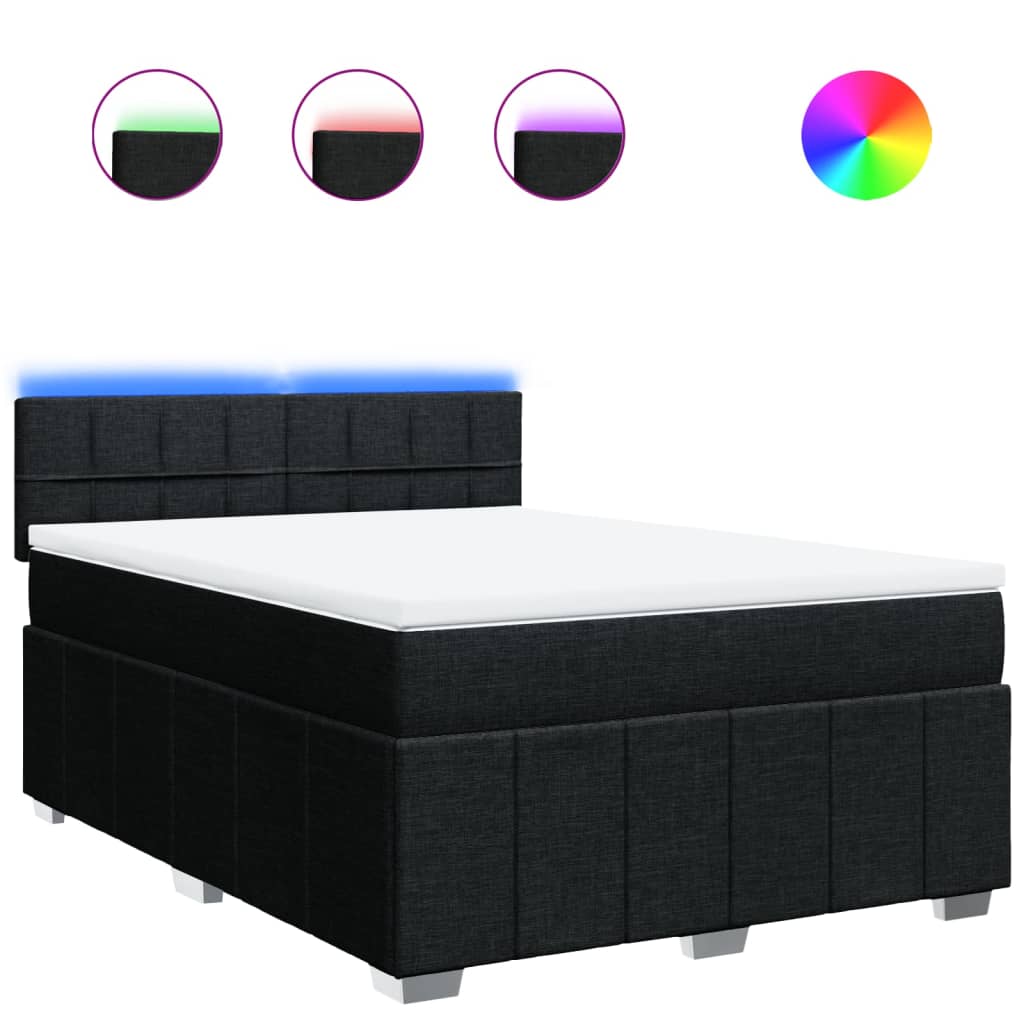 8721102744457_a_en_hd_1 vidaXL Box Spring Bed with Mattress Black Double Fabric - Image 2
