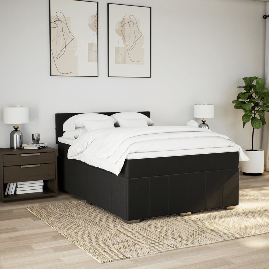 8721102744457_g_en_hd_2 vidaXL Box Spring Bed with Mattress Black Double Fabric - Image 4