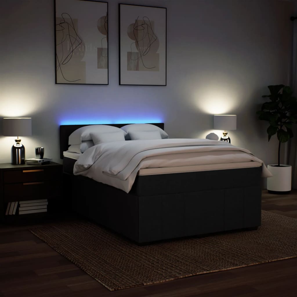 8721102744457_g_en_hd_3 vidaXL Box Spring Bed with Mattress Black Double Fabric - Image 5