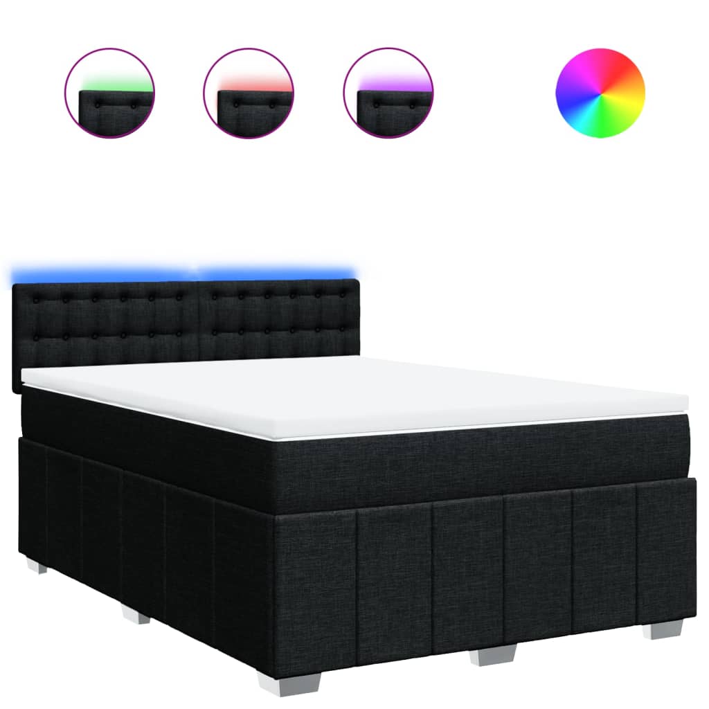 8721102744495_a_en_hd_1 vidaXL Box Spring Bed with Mattress Black Double Fabric - Image 2