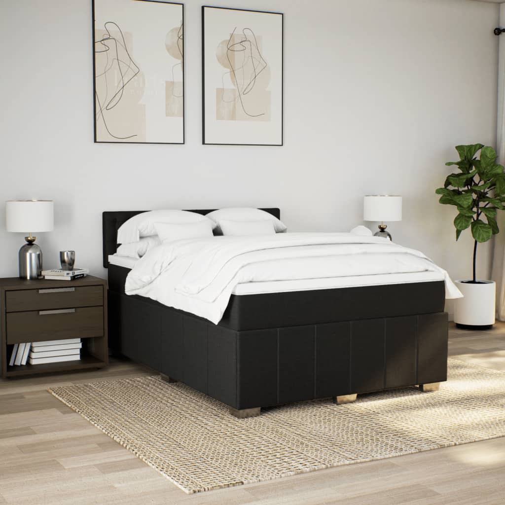 8721102744495_g_en_hd_2 vidaXL Box Spring Bed with Mattress Black Double Fabric - Image 4