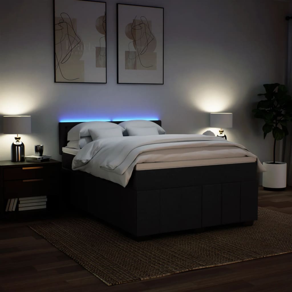8721102744495_g_en_hd_3 vidaXL Box Spring Bed with Mattress Black Double Fabric - Image 5