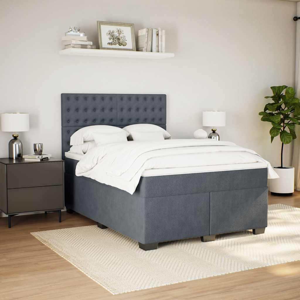 8721102759802_g_en_hd_1 vidaXL Box Spring Bed with Mattress Dark Grey Queen Velvet - Image 3