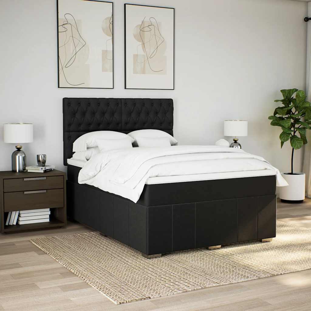 8721102767470_g_en_hd_1 vidaXL Box Spring Bed with Mattress Black Double Fabric - Image 3
