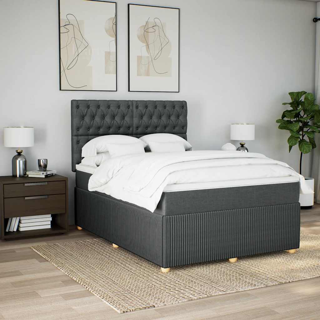 8721102774546_g_en_hd_1 vidaXL Box Spring Bed with Mattress Dark Grey Queen Fabric - Image 3