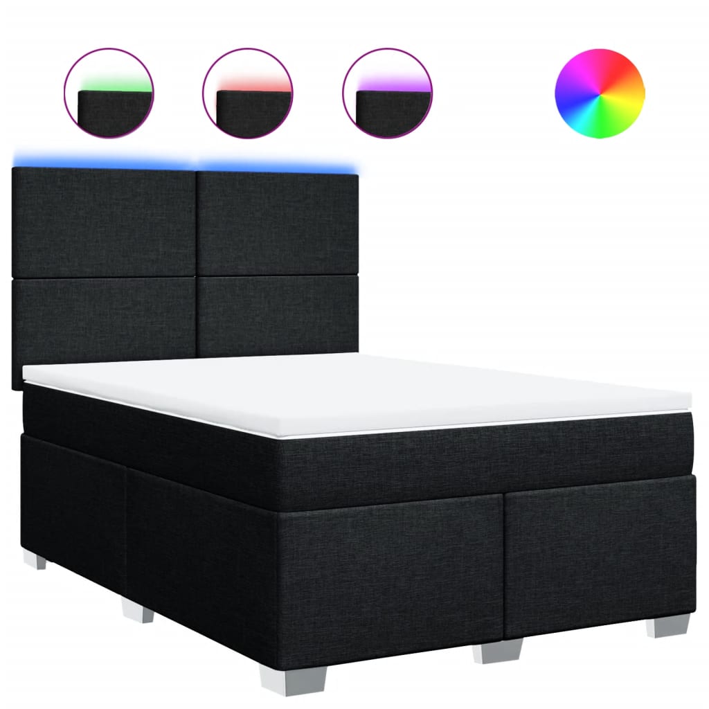 8721102778636_a_en_hd_1 vidaXL Box Spring Bed with Mattress Black Double Fabric - Image 2