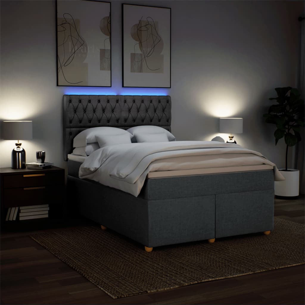 8721102786662_g_en_hd_2 vidaXL Box Spring Bed with Mattress Dark Grey Queen Fabric - Image 4