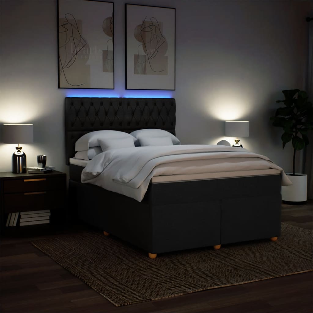 8721102786679_g_en_hd_2 vidaXL Box Spring Bed with Mattress Black Queen Fabric - Image 4