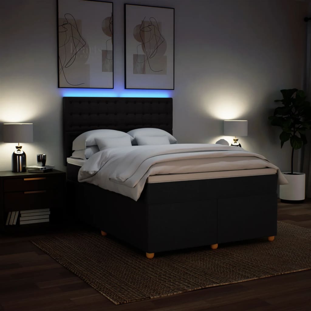 8721102786693_g_en_hd_2 vidaXL Box Spring Bed with Mattress Black Queen Fabric - Image 4