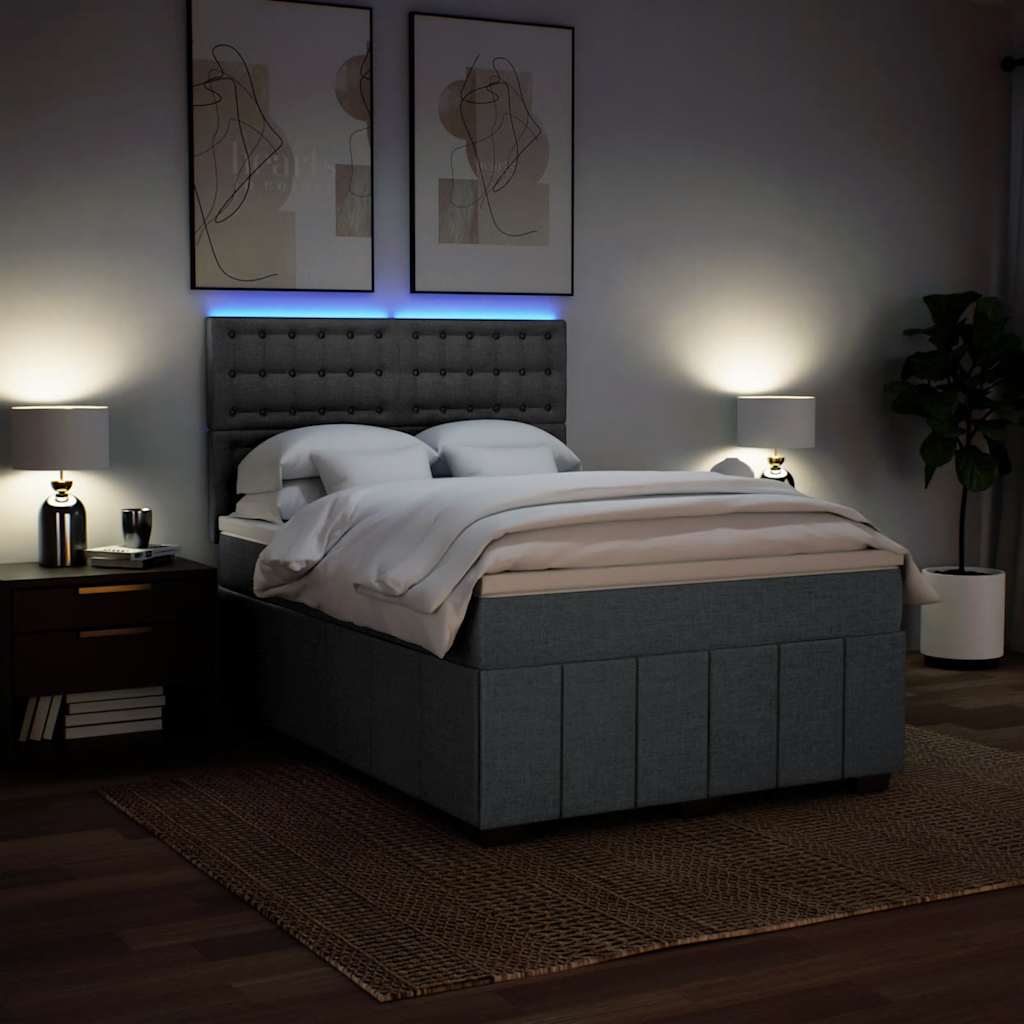 8721102790560_g_en_hd_2 vidaXL Box Spring Bed with Mattress Dark Grey Queen Fabric - Image 4