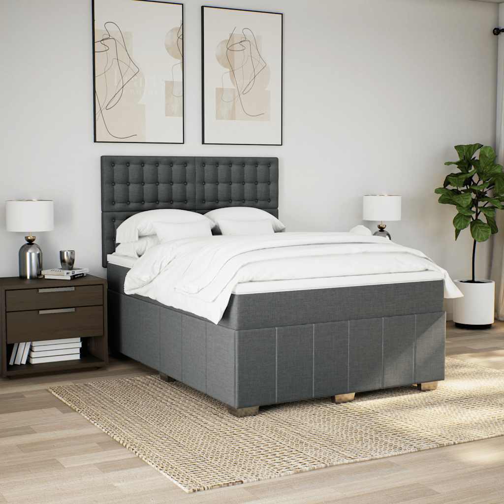 8721102790560_g_en_hd_3 vidaXL Box Spring Bed with Mattress Dark Grey Queen Fabric - Image 5