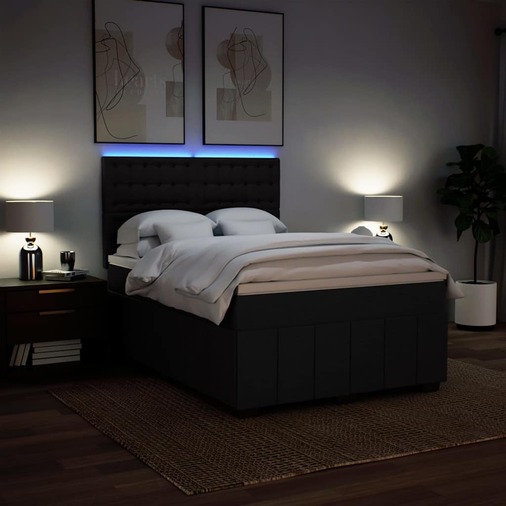 8721102790577_g_en_hd_2 vidaXL Box Spring Bed with Mattress Black Queen Fabric - Image 4
