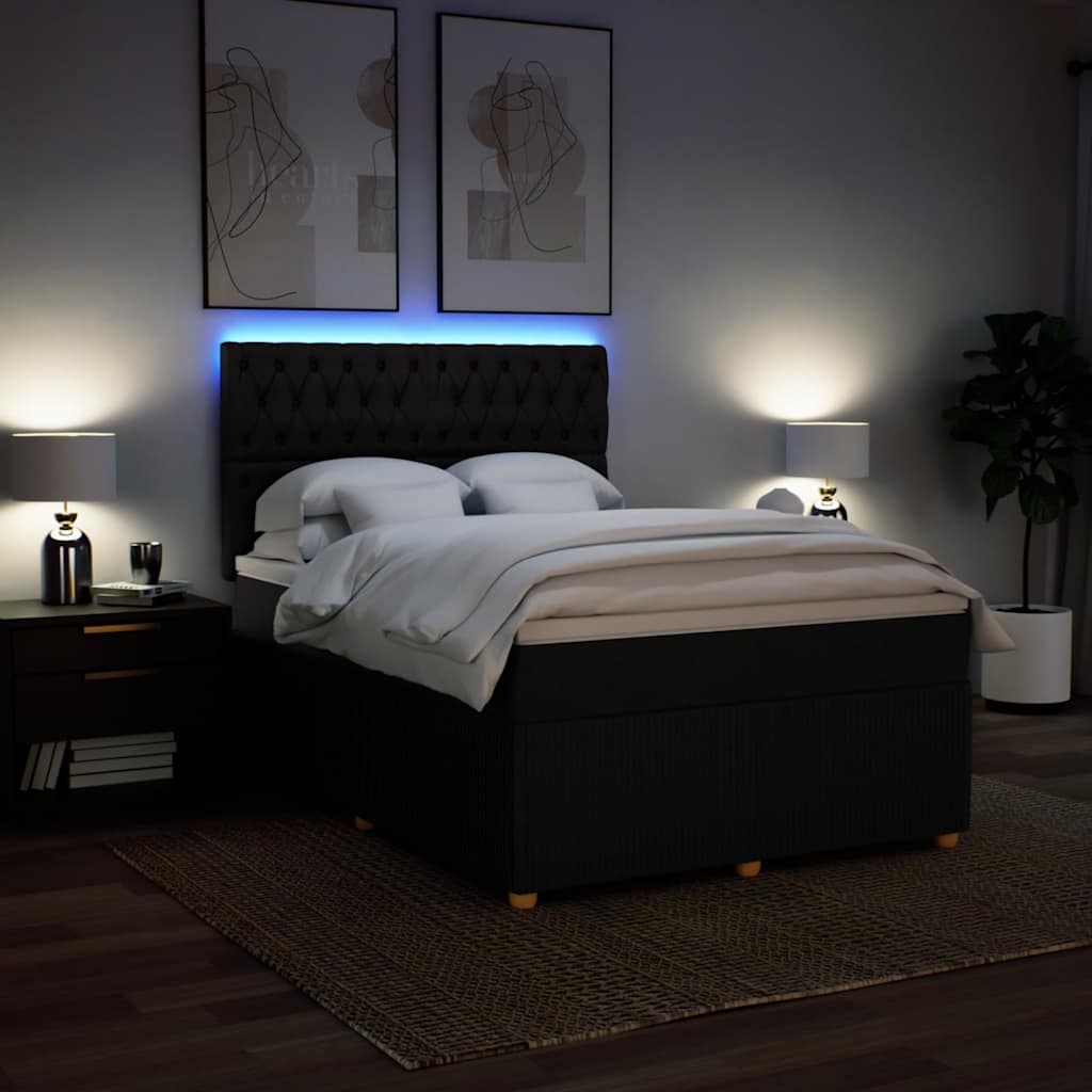 8721102797477_g_en_hd_2 vidaXL Box Spring Bed with Mattress Black Double Fabric - Image 4