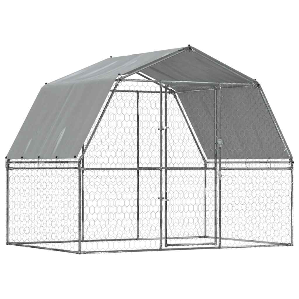 8721102797903_a_en_hd_1 vidaXL Dog Cage with Roof and Door Silver Galvanised Steel - Image 2