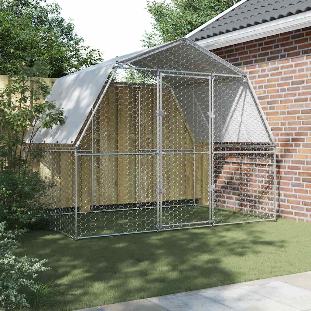8721102797927_g_en_hd_1 vidaXL Chicken Cage with Roof and Door Silver Galvanised Steel - Image 3