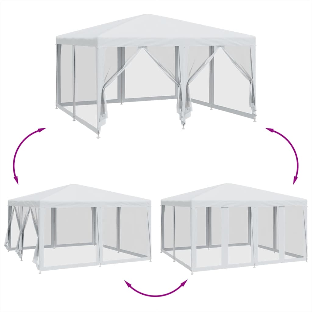 8721102806872_g_en_hd_4 vidaXL Party Tent with 8 Mesh Sidewalls White 4x4 m HDPE - Image 6