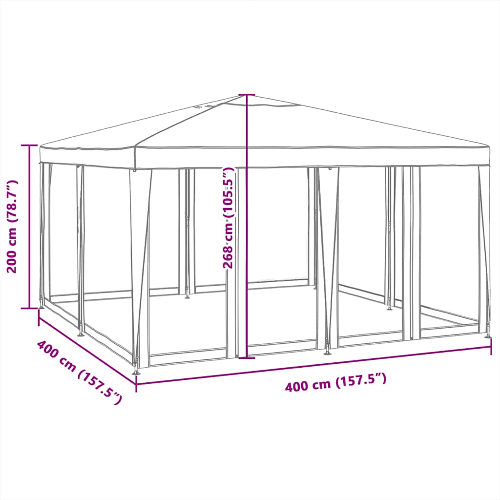 8721102806872_g_en_hd_6 vidaXL Party Tent with 8 Mesh Sidewalls White 4x4 m HDPE - Image 8
