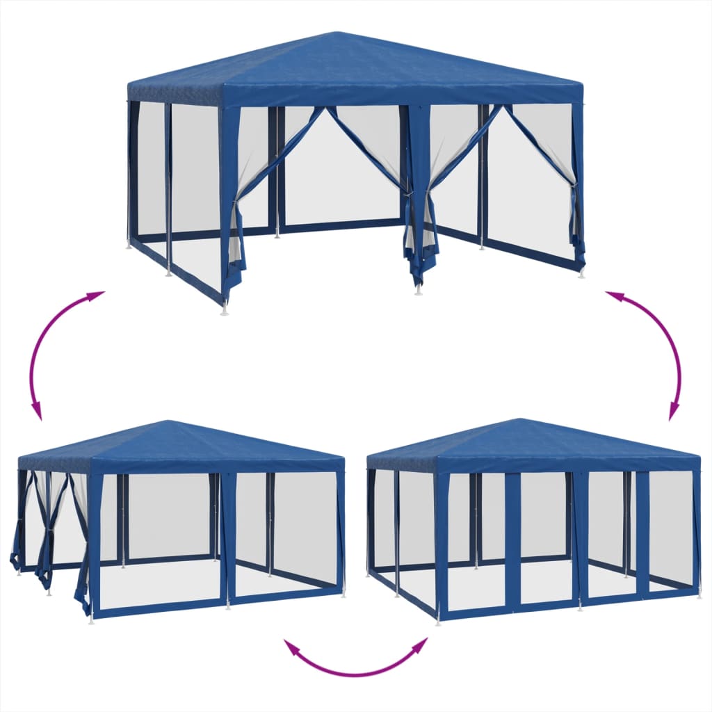 8721102806889_g_en_hd_4 vidaXL Party Tent with 8 Mesh Sidewalls Blue 4x4 m HDPE - Image 6