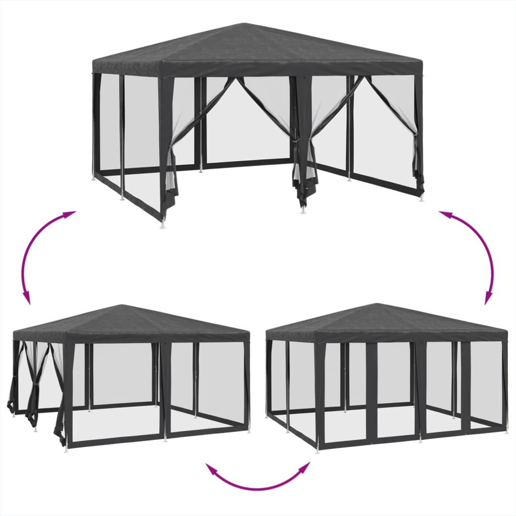 8721102806902_g_en_hd_4 vidaXL Party Tent with 8 Mesh Sidewalls Anthracite 4x4 m HDPE - Image 6