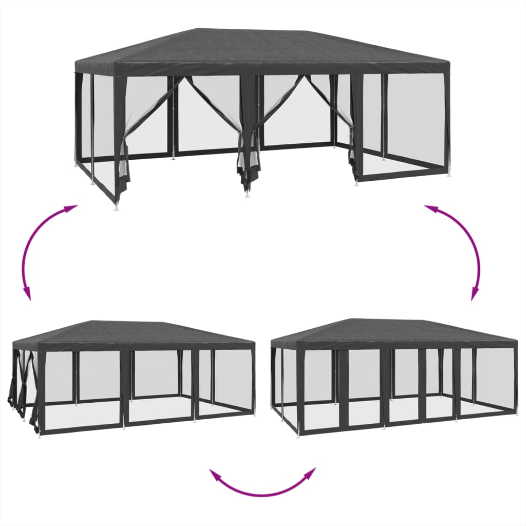8721102806957_g_en_hd_4 vidaXL Party Tent with 10 Mesh Sidewalls Anthracite 6x4 m HDPE - Image 6