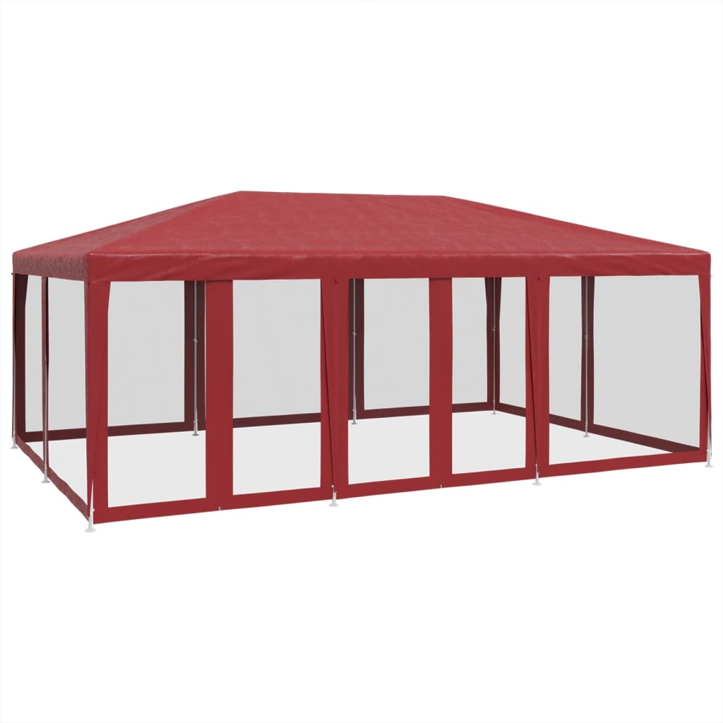 8721102806964_a_en_hd_1 vidaXL Party Tent with 10 Mesh Sidewalls Red 6x4 m HDPE - Image 2