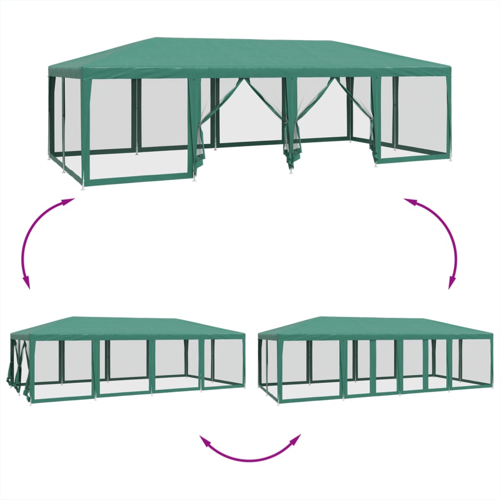 8721102806995_g_en_hd_4 vidaXL Party Tent with 12 Mesh Sidewalls Green 8x4 m HDPE - Image 6