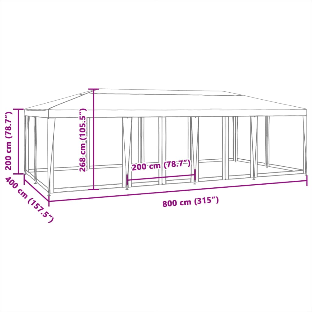 8721102807008_g_en_hd_6 vidaXL Party Tent with 12 Mesh Sidewalls Anthracite 8x4 m HDPE - Image 8