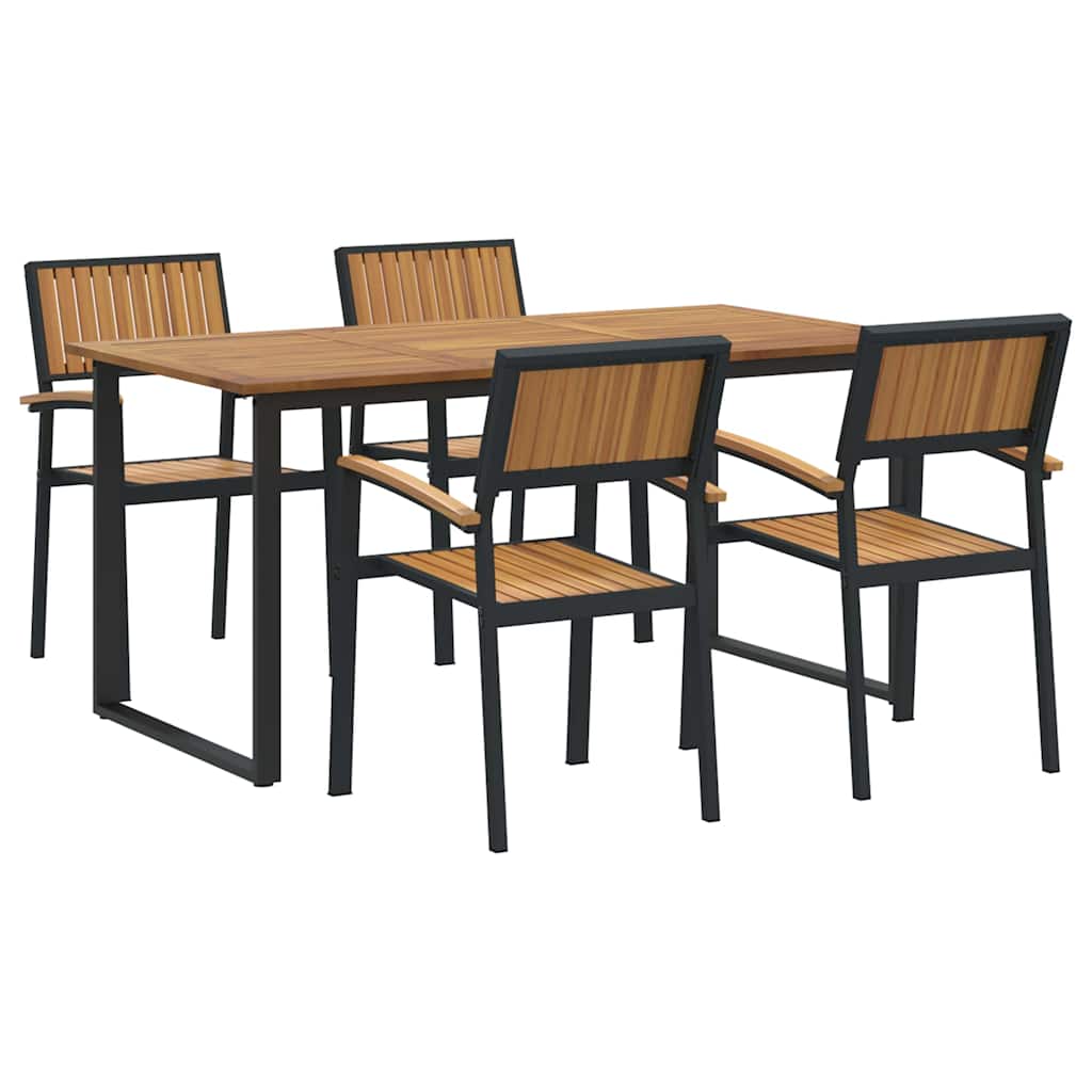 8721102817373_wbg-an-m_en_hd_3 vidaXL Garden Dining Set 5 pcs Black and brown 160 x 80 x 75 cm - Image 2