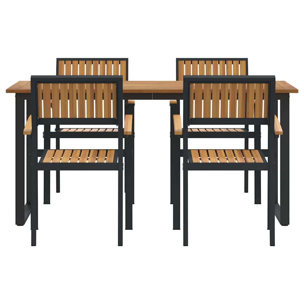 8721102817373_wbg-fr_en_hd_4 vidaXL Garden Dining Set 5 pcs Black and brown 160 x 80 x 75 cm - Image 7