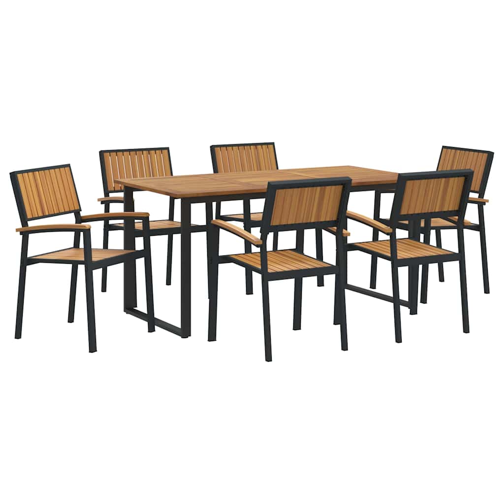 8721102817380_wbg-an-m_en_hd_3 vidaXL Garden Dining Set 7 pcs Black and brown 160 x 80 x 75 cm - Image 2