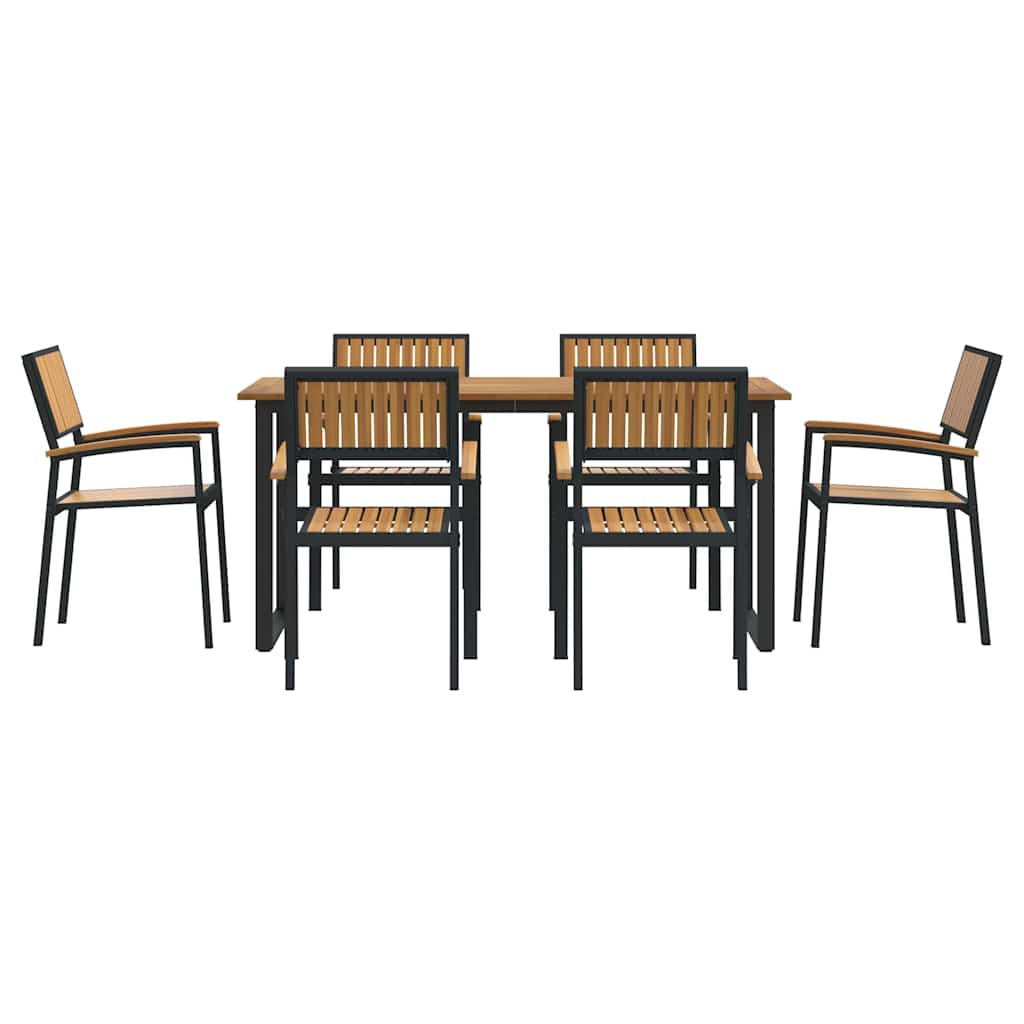 8721102817380_wbg-fr_en_hd_4 vidaXL Garden Dining Set 7 pcs Black and brown 160 x 80 x 75 cm - Image 7