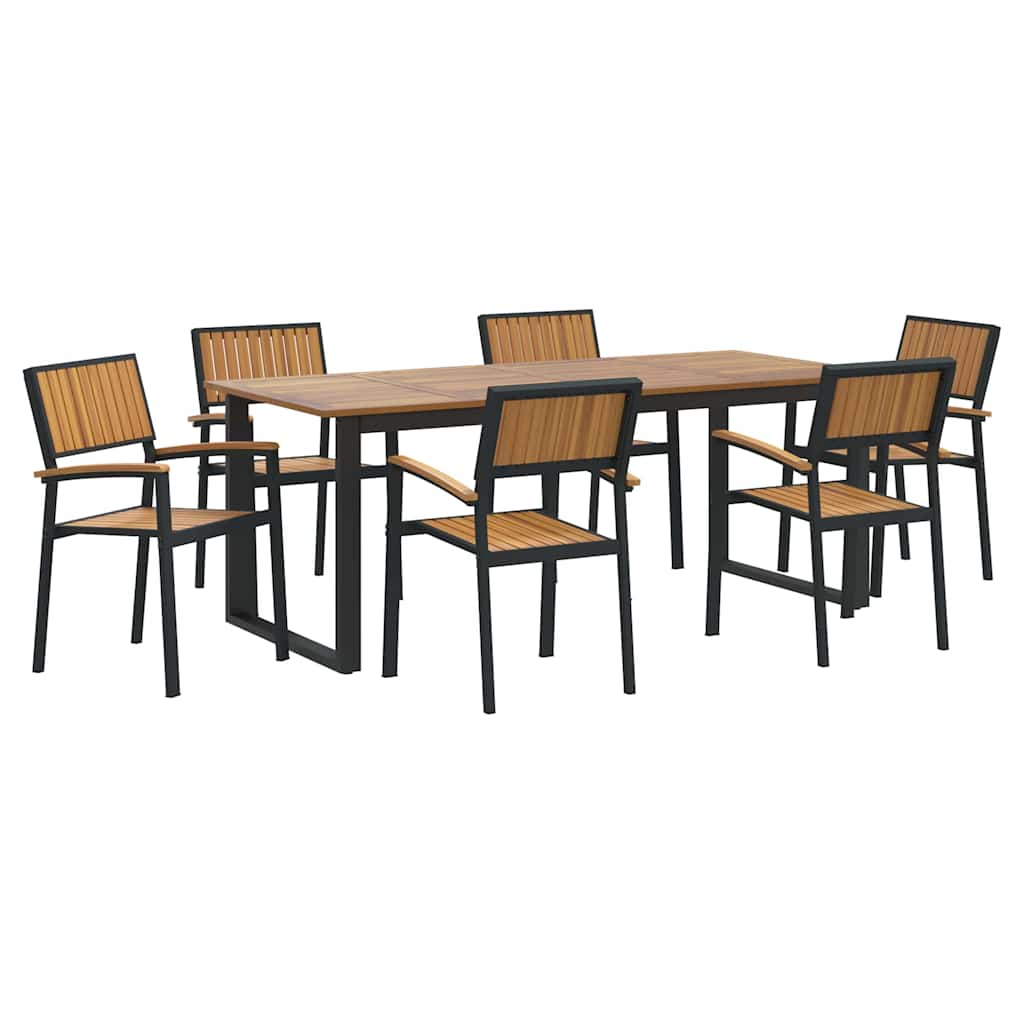 8721102817410_wbg-an-m_en_hd_3 vidaXL Garden Dining Set 7 pcs Black and brown 200 x 90 x 75 cm - Image 2